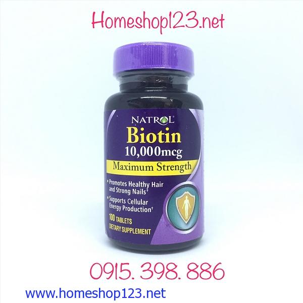 Viên uống bổ sung Biotin- Natrol Biotin 10000 mcg 