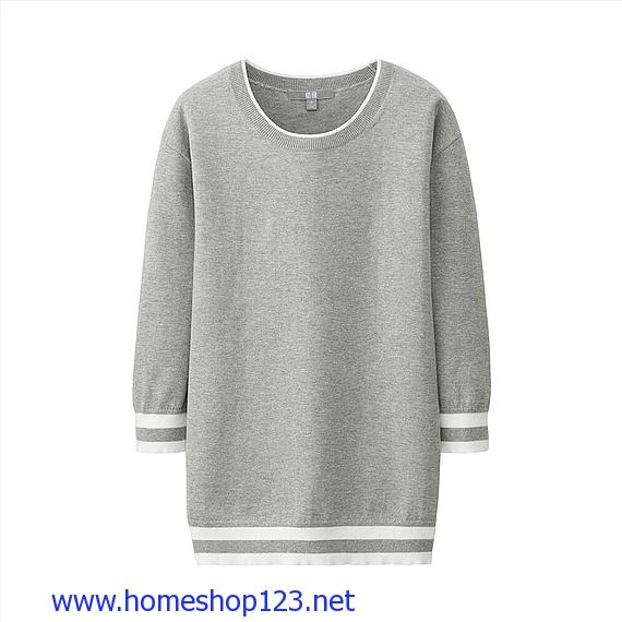 Áo len cotton nữ uniqlo 164480 - 03 gray