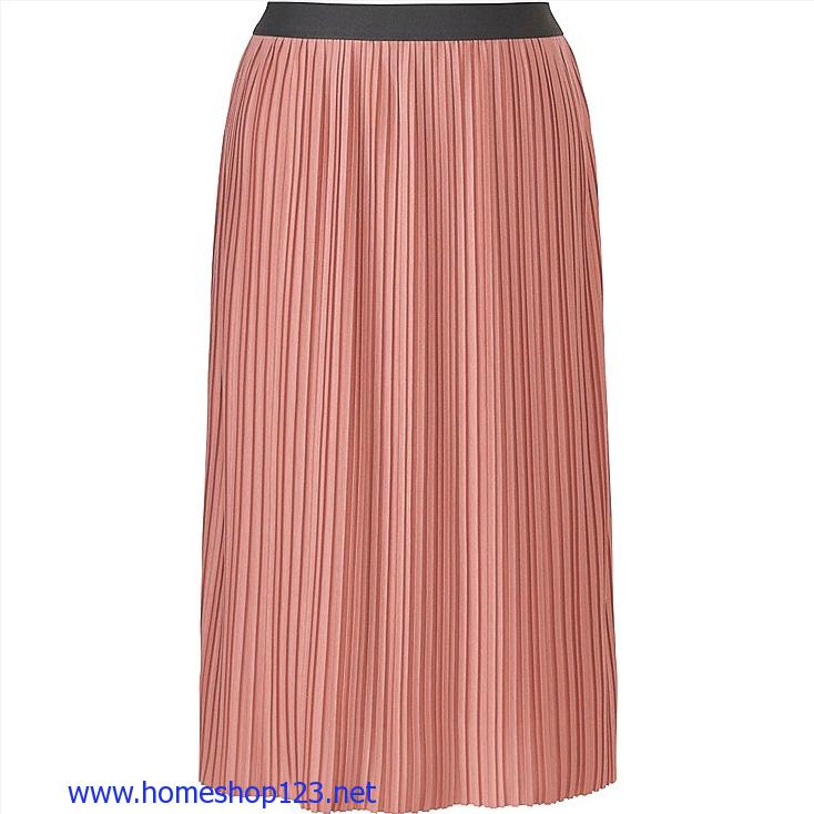 Chân váy ngắn xếp ly đai eo vải tằm xước màu hồng M3018hong