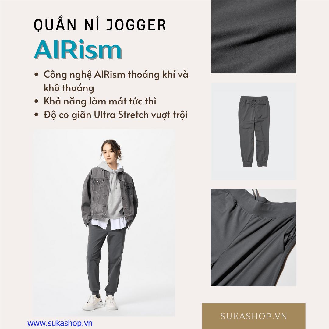 Quần Nỉ Jogger AIRism Uniqlo - siêu co giãn, thoáng khí, linh hoạt