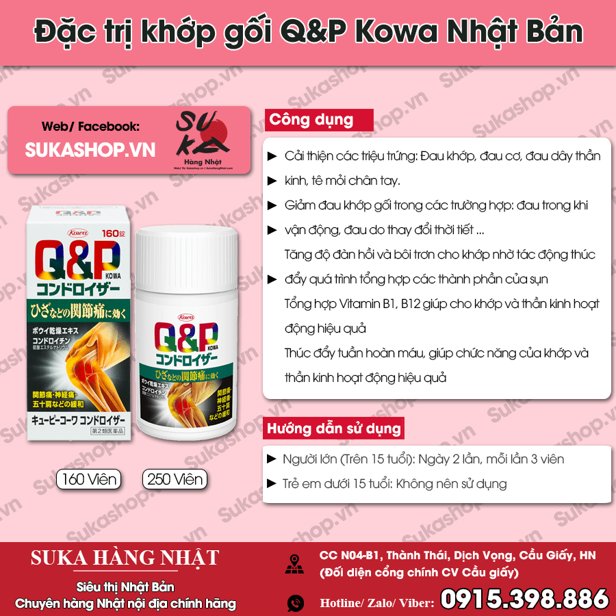 Công dụng Đặc trị khớp gối Q&P Kowa